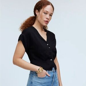 Madewell Pleated Short Sleeve Top